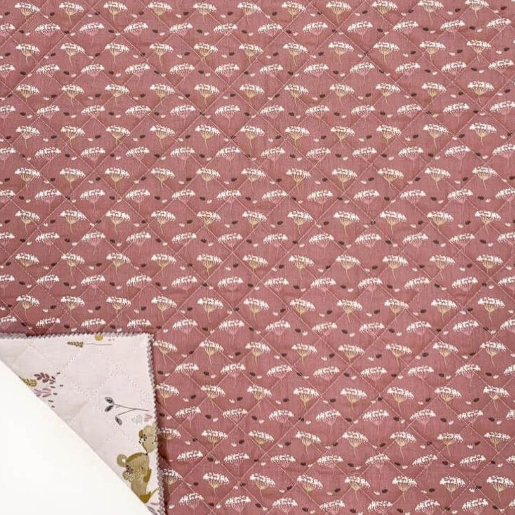 Tissu Coton Matelassé Réversible | Minissou Petale Rose | Carreaux