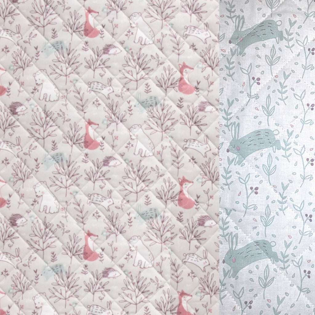 Tissu Coton Matelassé Réversible | Silva Hople Grège | Carreaux