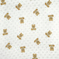 Double Gaze De Coton Imprimé | Ourson Beige Fond Blanc | Laize 135cm