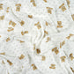 Double Gaze De Coton Imprimé | Ourson Beige Fond Blanc | Laize 135cm