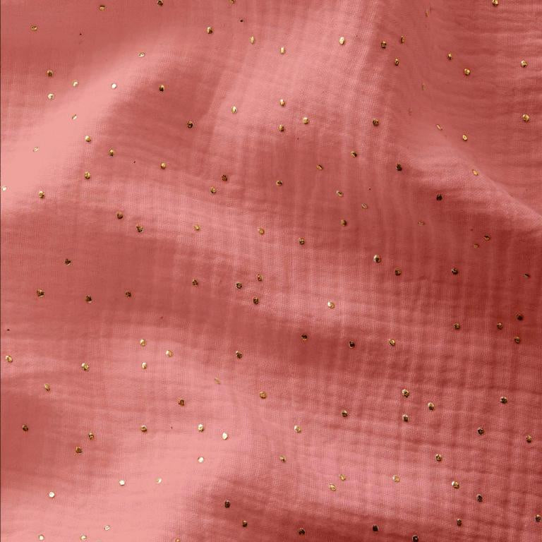 Double Gaze De Coton Pimiz a Pois | Couleur Sorbet