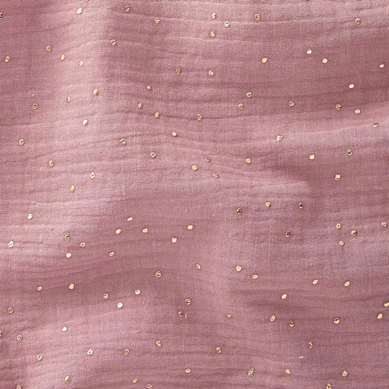 Tissu Double Gaze De Coton a Pois Pimiz - Rose Thé