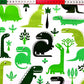 Dinosaures Verts sur Fond Blanc | 1m x 1m60