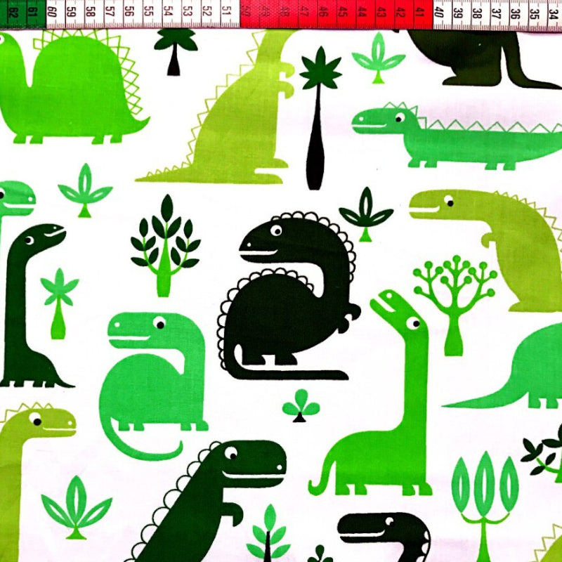 Dinosaures Verts sur Fond Blanc | 1m x 1m60