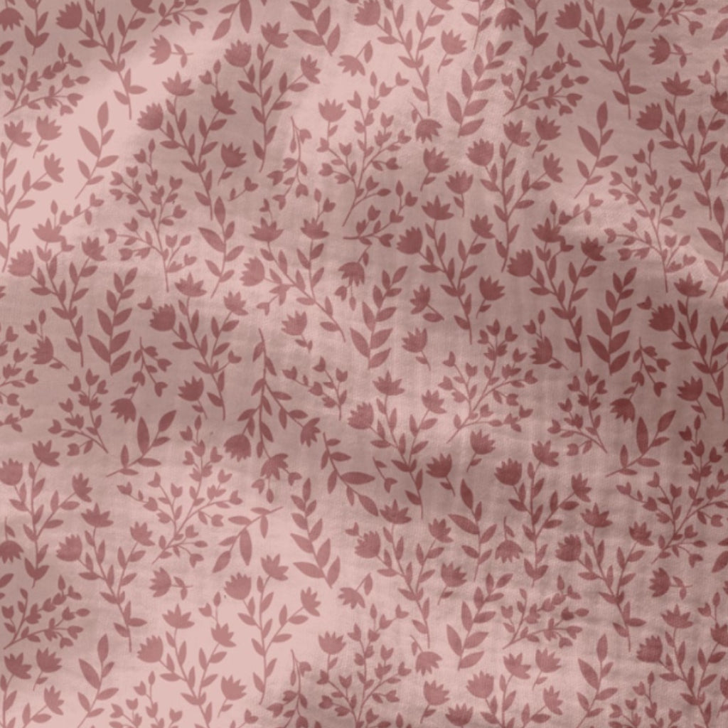 Double Gaze De Coton Imprimé | Fleurs Madino Pétale Rose