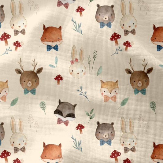 Double Gaze De Coton Imprimé | Tyresta Ecru Marron | Laize 130cm