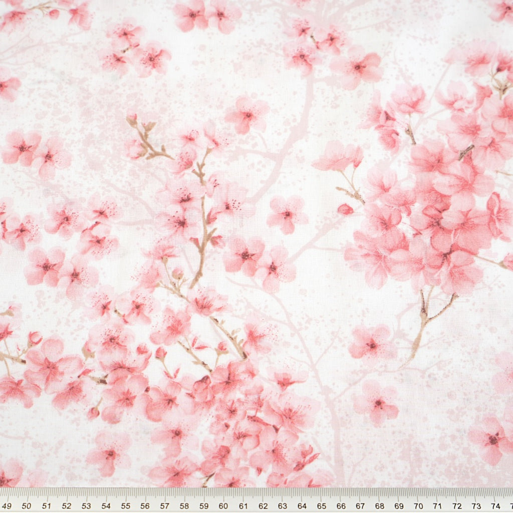 Fleurs De Cerisier Roses Fond Blanc | 1m x 1m60