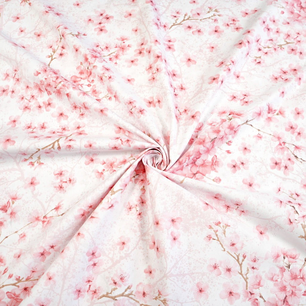 Fleurs De Cerisier Roses Fond Blanc | 1m x 1m60