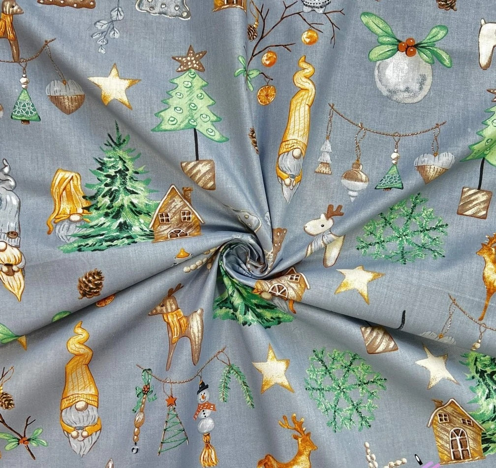 Gnomes Oranges Festifs sur Fond Gris | 1m x 1m60