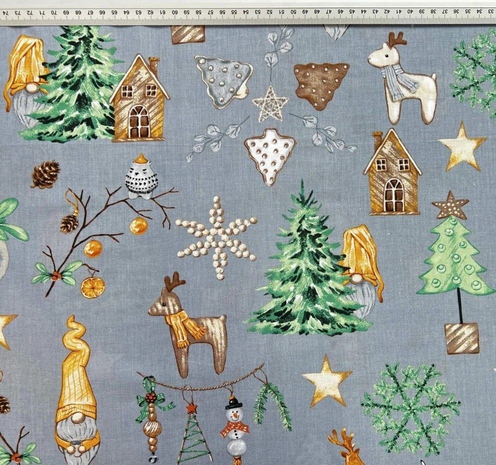 Gnomes Oranges Festifs sur Fond Gris | 1m x 1m60