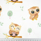 Coton Animaux Hiboux Branche Fond Blanc | 1m x 1m60