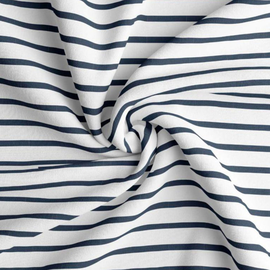 Coton Jersey Rayé BRETON Blanc et Bleu Marine | 1m x 1m50 | 220gr/m²
