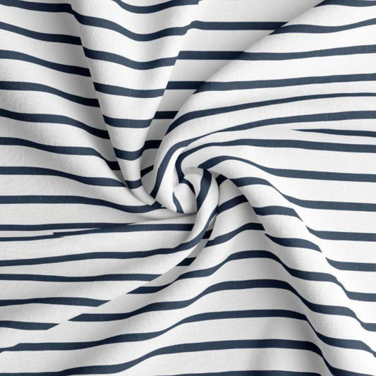 Coton Jersey Rayé BRETON Blanc et Bleu Marine | 1m x 1m50 | 220gr/m²