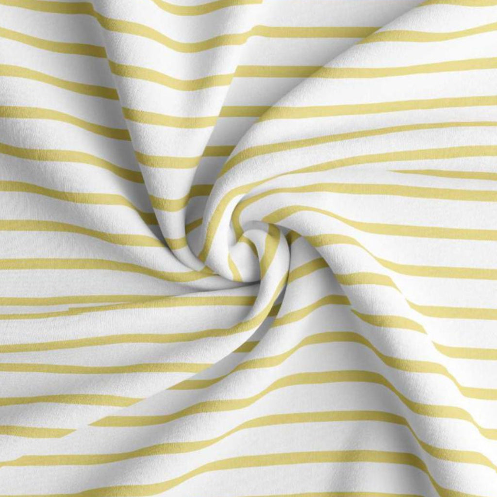 Coton Jersey Rayé BRETON Blanc et Vanille | 1m x 1m50 | 220gr/m²