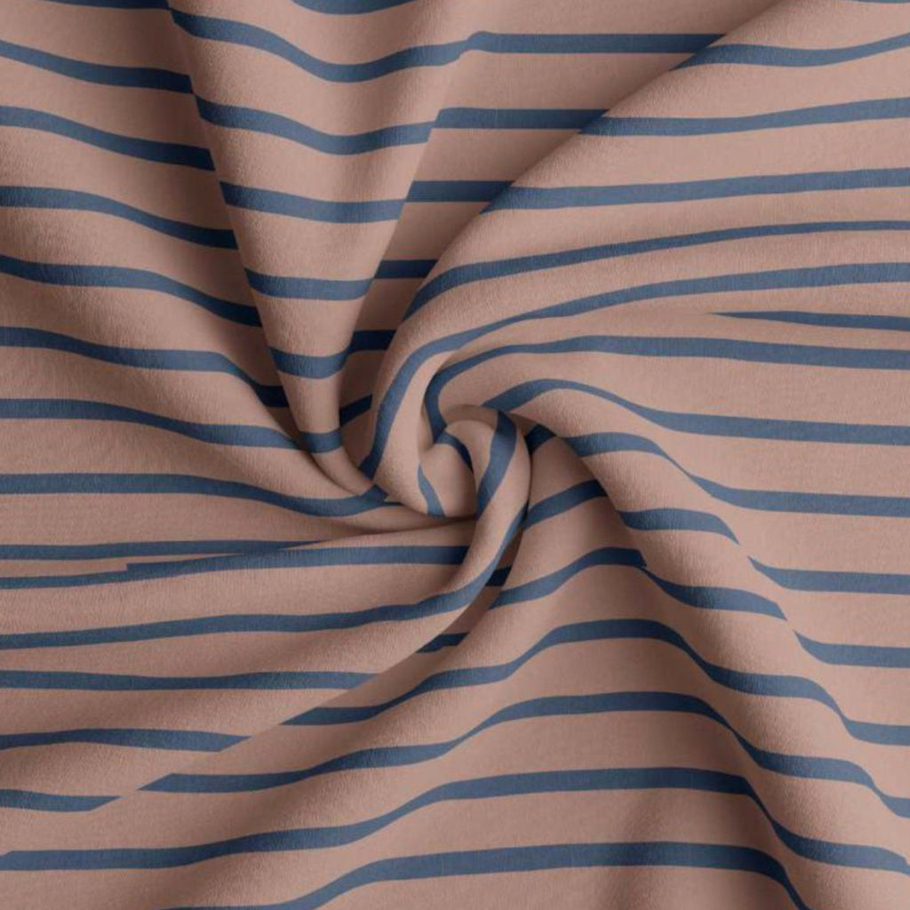 Coton Jersey Rayé BRETON Cassonade et Indigo | 1m x 1m50 | 220gr/m²