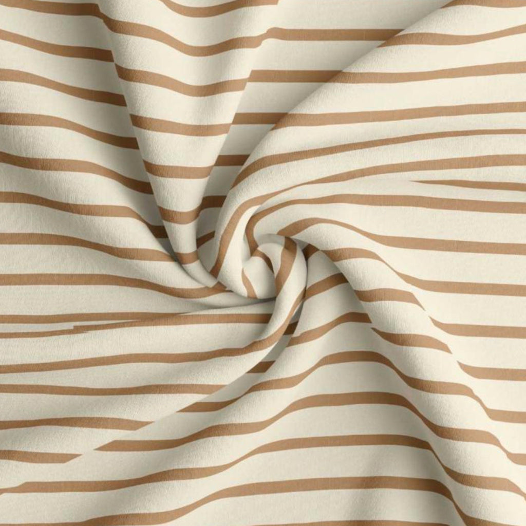 Coton Jersey Rayé BRETON Ecru et Camel | 1m x 1m50 | 220gr/m²