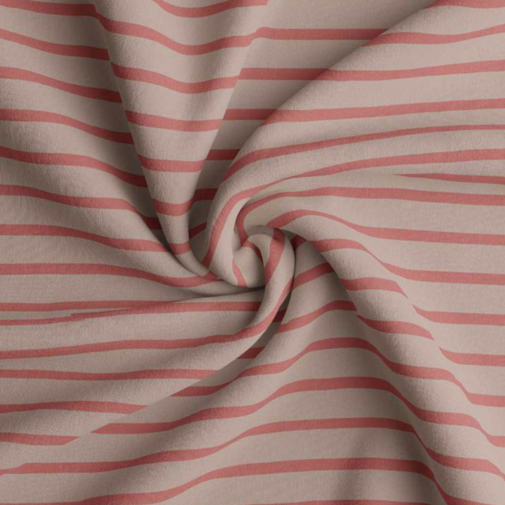 Coton Jersey Rayé BRETON Galet et Paprika | 1m x 1m50 | 220gr/m²