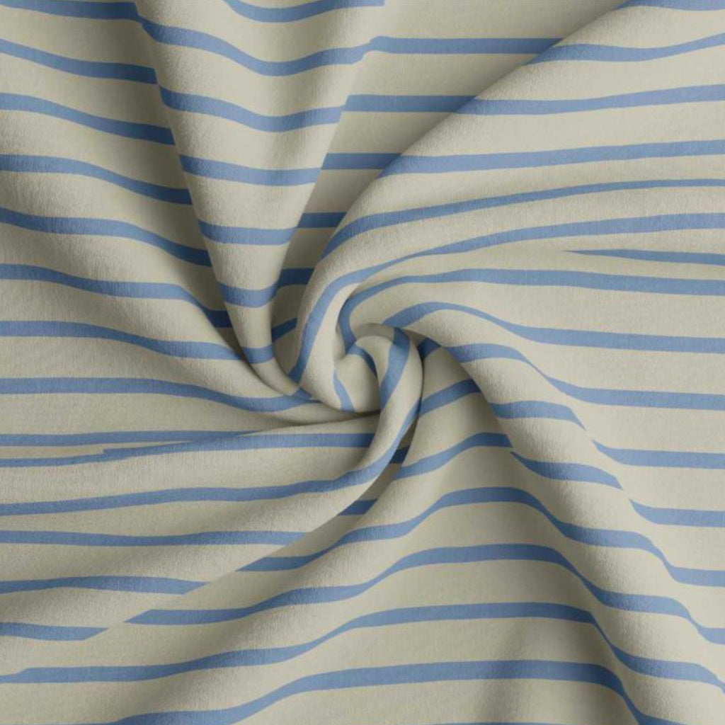 Coton Jersey Rayé BRETON Lin et Baltique | 1m x 1m50 | 220gr/m²