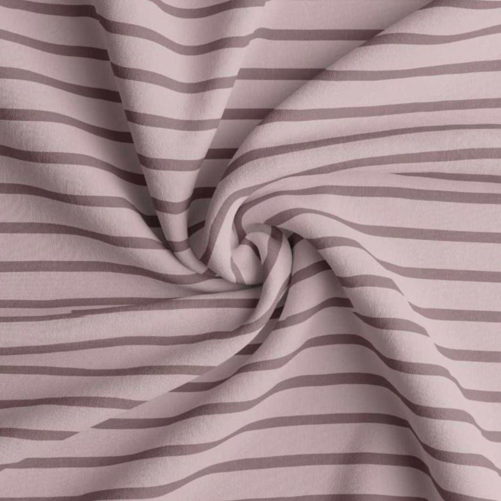 Coton Jersey Rayé BRETON Pétale et Châtaigne | 1m x 1m50 | 220gr/m²