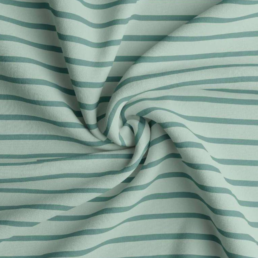Coton Jersey Rayé BRETON Vert de Gris et Eucalyptus | 1m x 1m50 | 220gr/m²