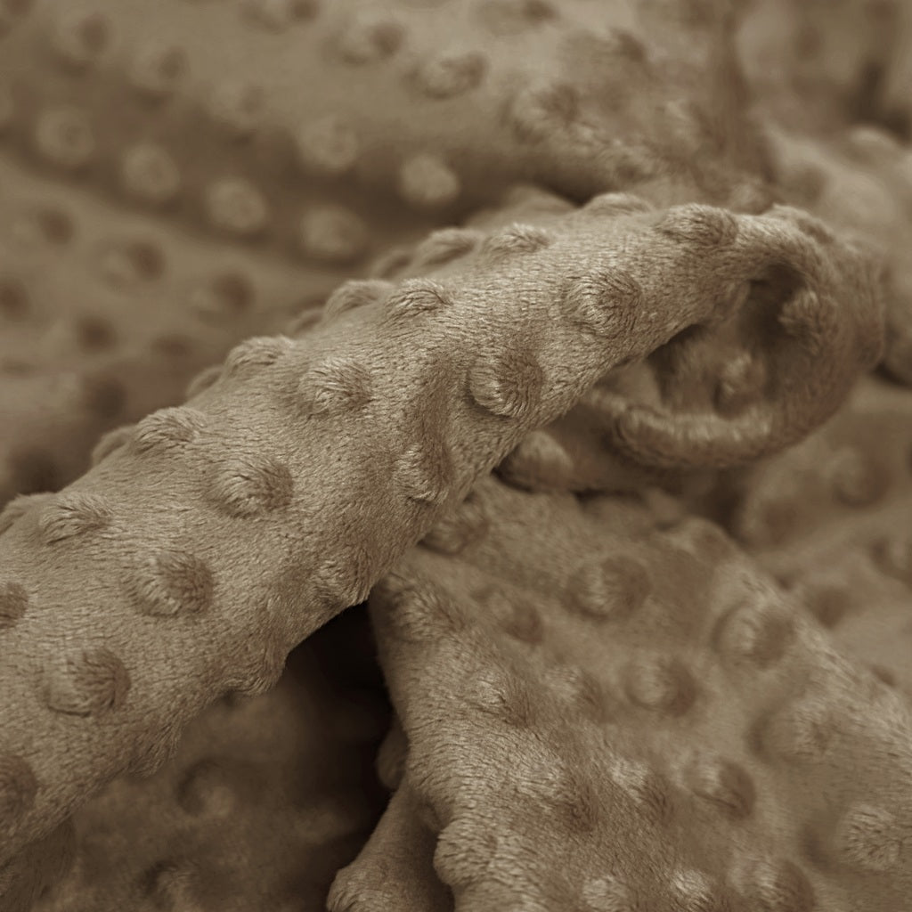 Tissu Minky A Pois Premium 380g/m² - Brun Latte