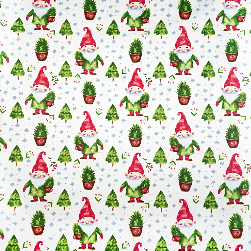 Nains de Noël et Sapins Fond Blanc | 1m x 1m60