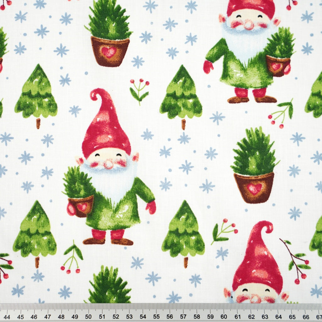 Nains de Noël et Sapins Fond Blanc | 1m x 1m60
