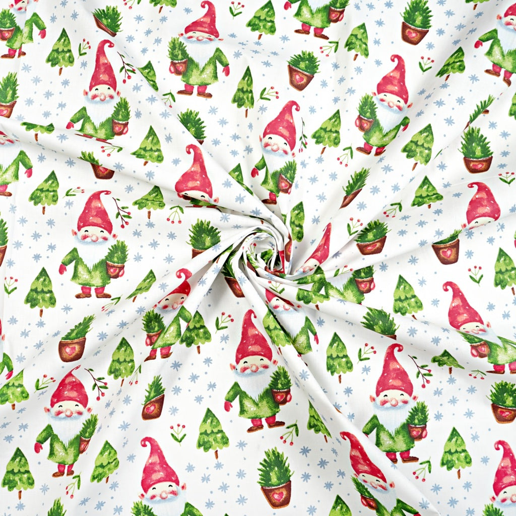 Nains de Noël et Sapins Fond Blanc | 1m x 1m60