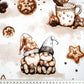Coton Noël Nains Marron Pain D'Epices Fond Blanc | 1m x 1m60