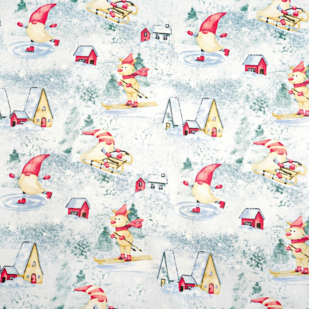 Coton Noël Sport de Glisse Fond Bleu Clair | 1m x 1m60