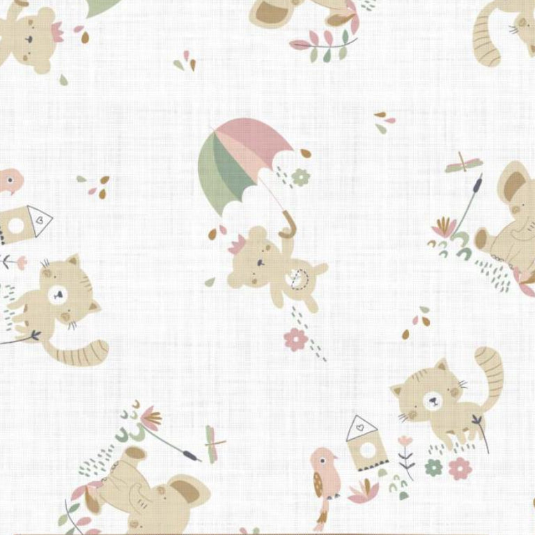 Ourson Chat Elephant Zoya Blanc | 1m x 1m50