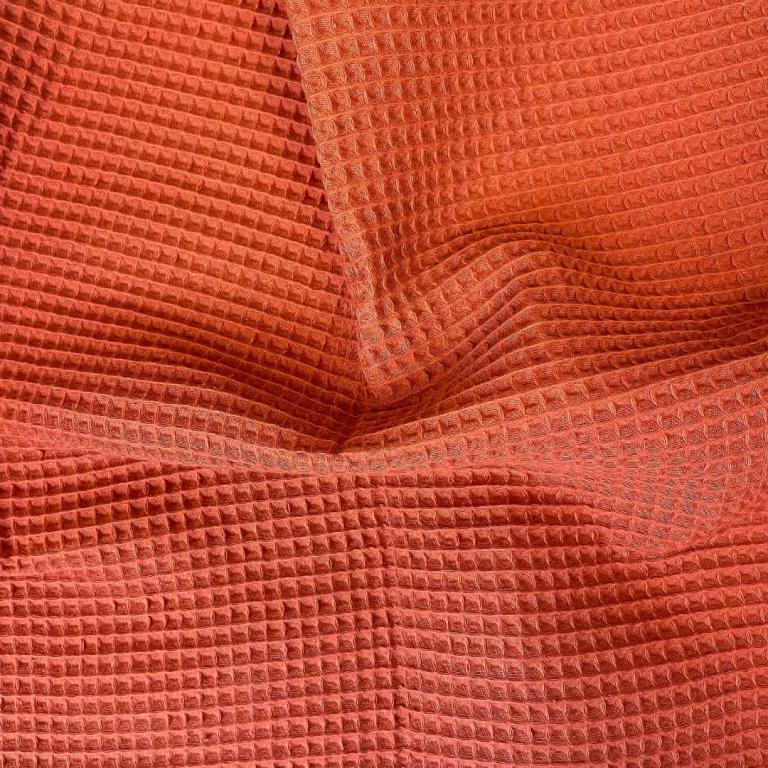 Nid d'abeille 100% Coton Gaufré | Paprika | 1m x 1m55