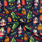 Père Noël et Décorations sur Fond Bleu Navy | 1m x 1m60