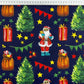 Père Noël et Décorations sur Fond Bleu Navy | 1m x 1m60