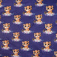 Coton Animaux Tigres Fleurs Fond Bleu Navy | 1m x 1m60