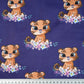 Coton Animaux Tigres Fleurs Fond Bleu Navy | 1m x 1m60