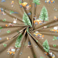 Tissu Coton Course Dans la Forêt Fond Brun | Laize 1m55