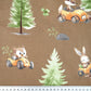 Tissu Coton Course Dans la Forêt Fond Brun | Laize 1m55