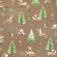 Tissu Coton Course Dans la Forêt Fond Brun | Laize 1m55