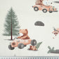 Tissu Coton Course Dans la Forêt Fond Ecru | Laize 1m55