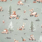 Tissu Coton Course Dans la Forêt Fond Vert Sauge | Laize 1m55