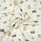 Double Gaze De Coton Imprimé | Raton Renard Ourson Fond Ecru | Laize 135cm