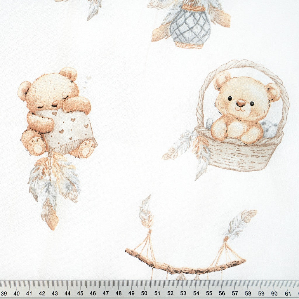 Tissu Coton Teddy Paniers Fond Blanc | Laize 1m55