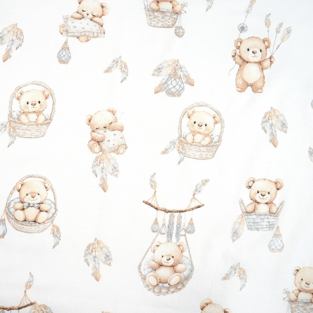 Tissu Coton Teddy Paniers Fond Blanc | Laize 1m55