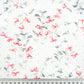 Tissu Coton Feuilles de Lierres Gris Rouge Fond Blanc | Laize 1m55
