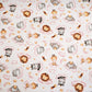 Coton Animaux Africains Nuages Roses Fond Blanc | Laize 1m55