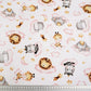 Coton Animaux Africains Nuages Roses Fond Blanc | Laize 1m55