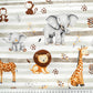 Tissu Coton Animaux Savane Lignes Grises | Laize 1m55
