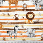 Tissu Coton Animaux Savane Lignes Oranges | Laize 1m55
