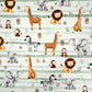 Tissu Coton Animaux Savane Lignes Vertes | Laize 1m55